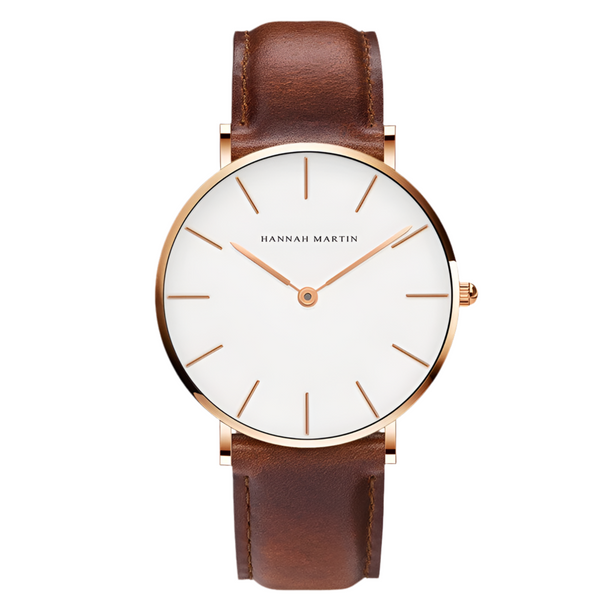 Rose Gold Leather Quartz Watch