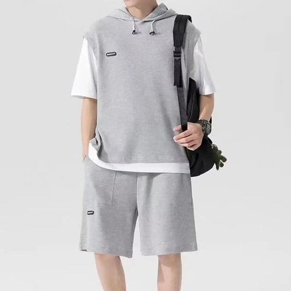 Men’s Casual Fake Two-Piece Sport Outfit